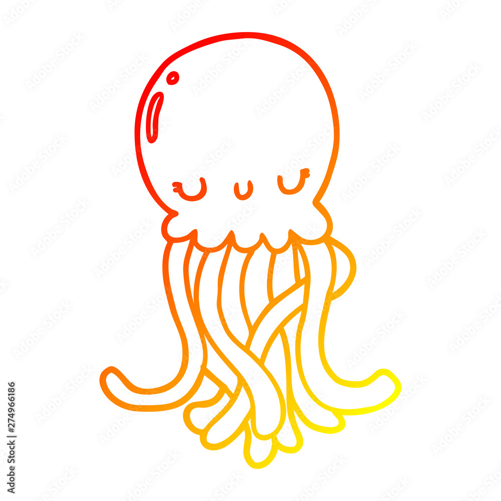 warm gradient line drawing cute cartoon jellyfish warm gradient line drawing cute cartoon jellyfish