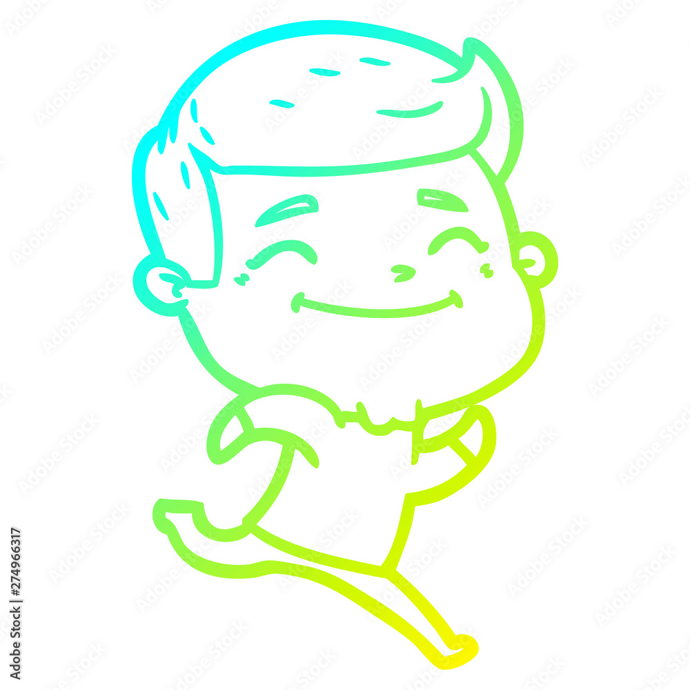 cold gradient line drawing happy cartoon man cold gradient line drawing happy cartoon man