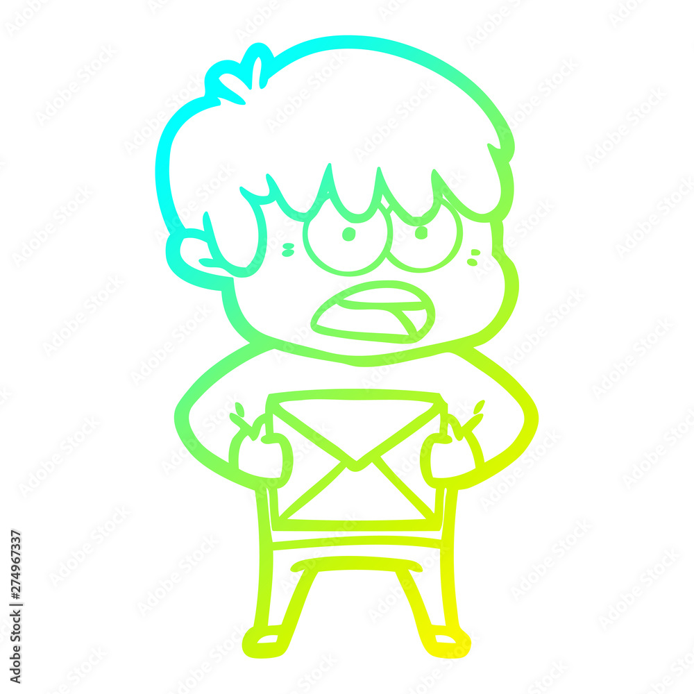 cold gradient line drawing worried cartoon boy cold gradient line drawing worried cartoon boy