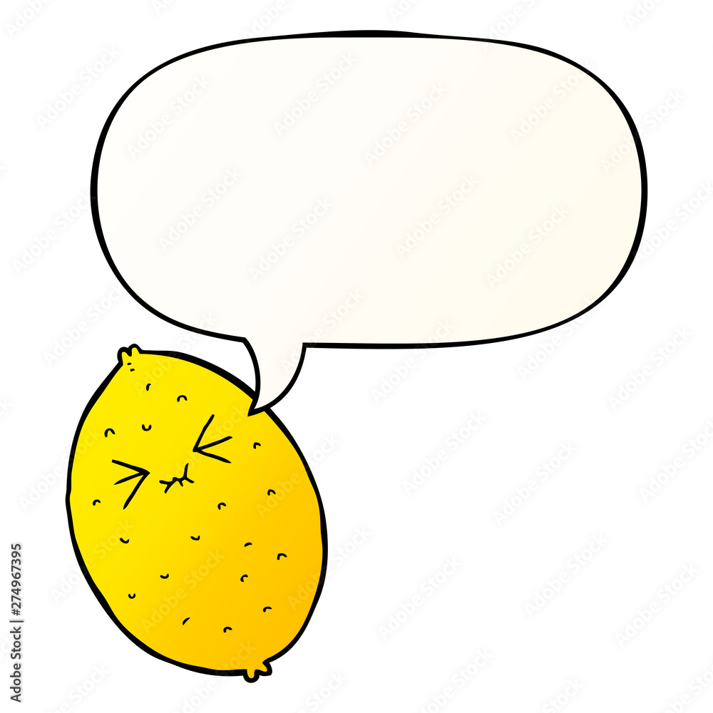 cartoon bitter lemon and speech bubble in smooth gradient style cartoon bitter lemon and speech bubble in smooth gradient style