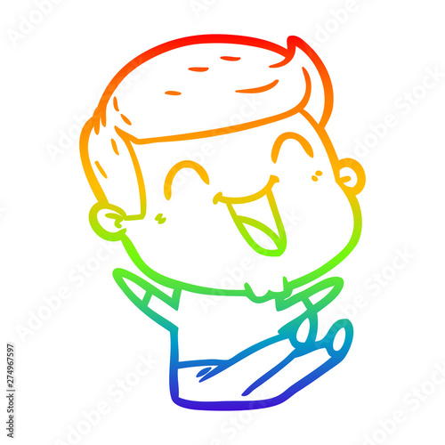 rainbow gradient line drawing cartoon man laughing