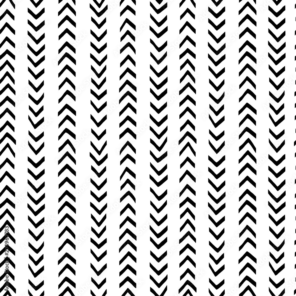 Arrows point up and down hand drawn vector seamless pattern. Checkmarks geometrical simple texture. Monochrome sketch on white background. Abstract background, backdrop textile design Arrows point up and down hand drawn vector seamless pattern. Checkmarks geometrical simple texture. Monochrome sketch on white background. Abstract background, backdrop textile design