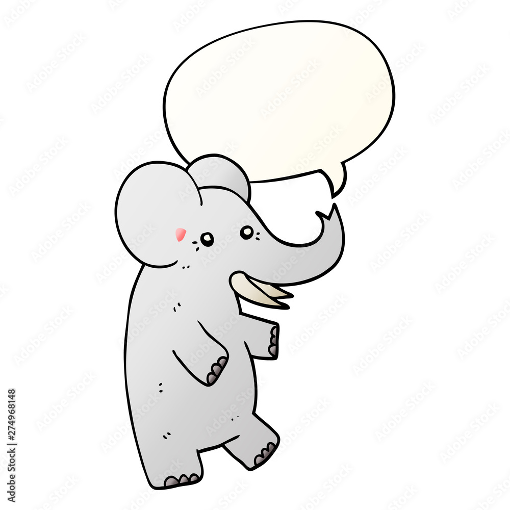 cartoon elephant and speech bubble in smooth gradient style cartoon elephant and speech bubble in smooth gradient style