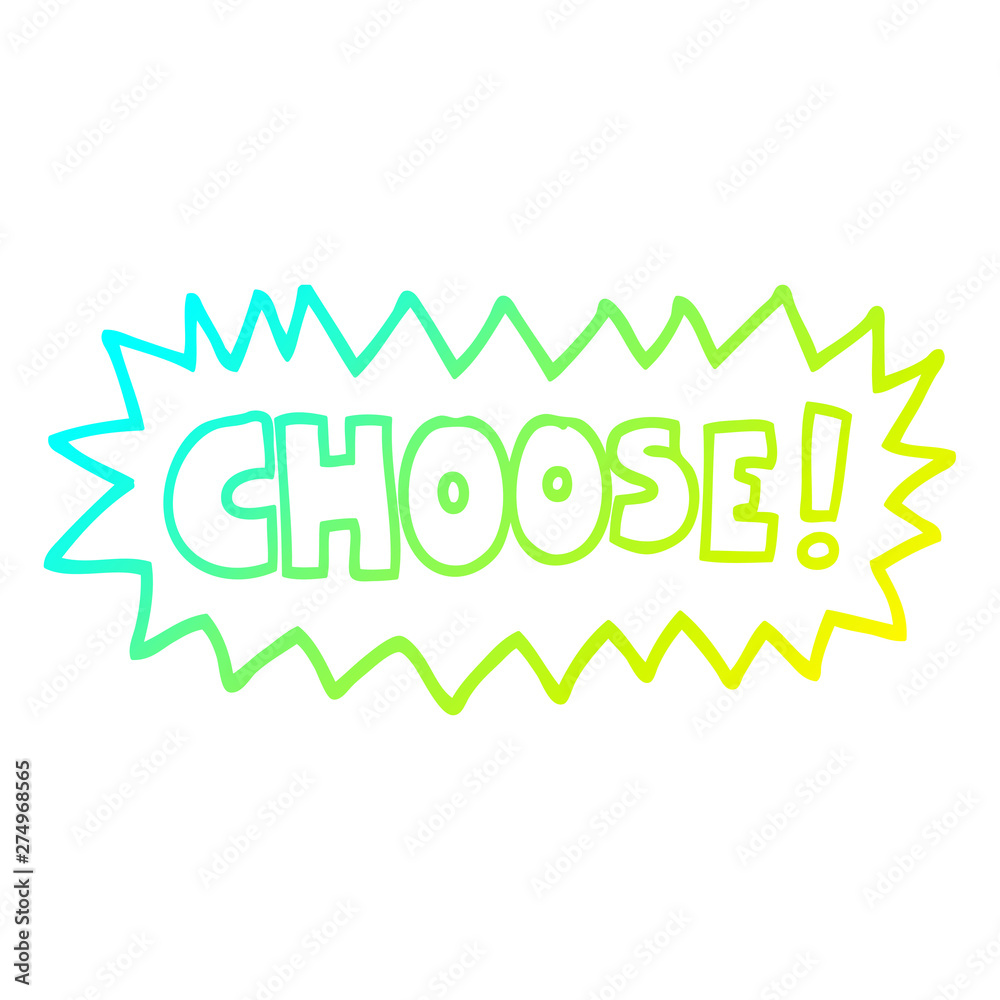 Fototapeta premium cold gradient line drawing cartoon choose symbol