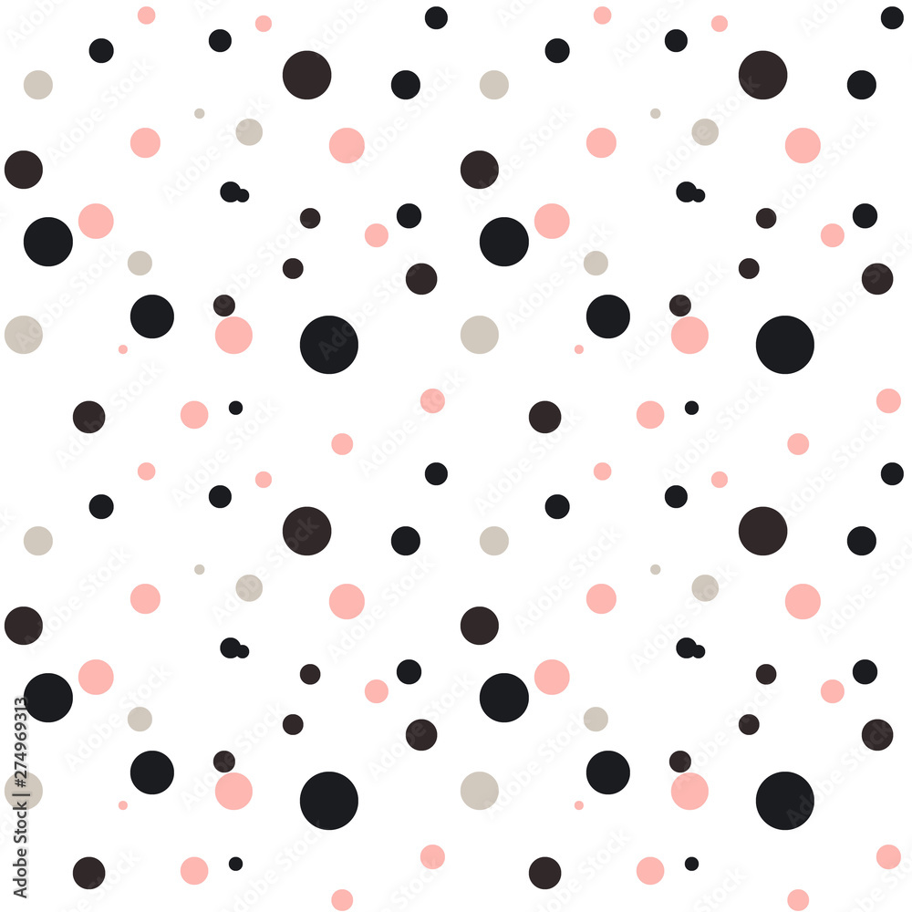 Familiarizarse Conciliar Desde allí polka dot seamless vector pattern white background. Colorful polka dots  background. Chaotic elements. Abstract geometric shape texture. Design  template for wallpaper,wrapping, textile. Stock Vector | Adobe Stock