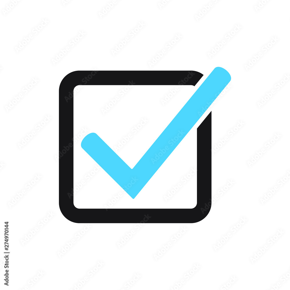 Tick icon vector symbol, checkmark isolated on white background, checked icon or correct choice sign, check mark or checkbox pictogram Tick icon vector symbol, checkmark isolated on white background, checked icon or correct choice sign, check mark or checkbox pictogram
