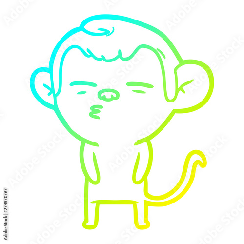 cold gradient line drawing cartoon suspicious monkey