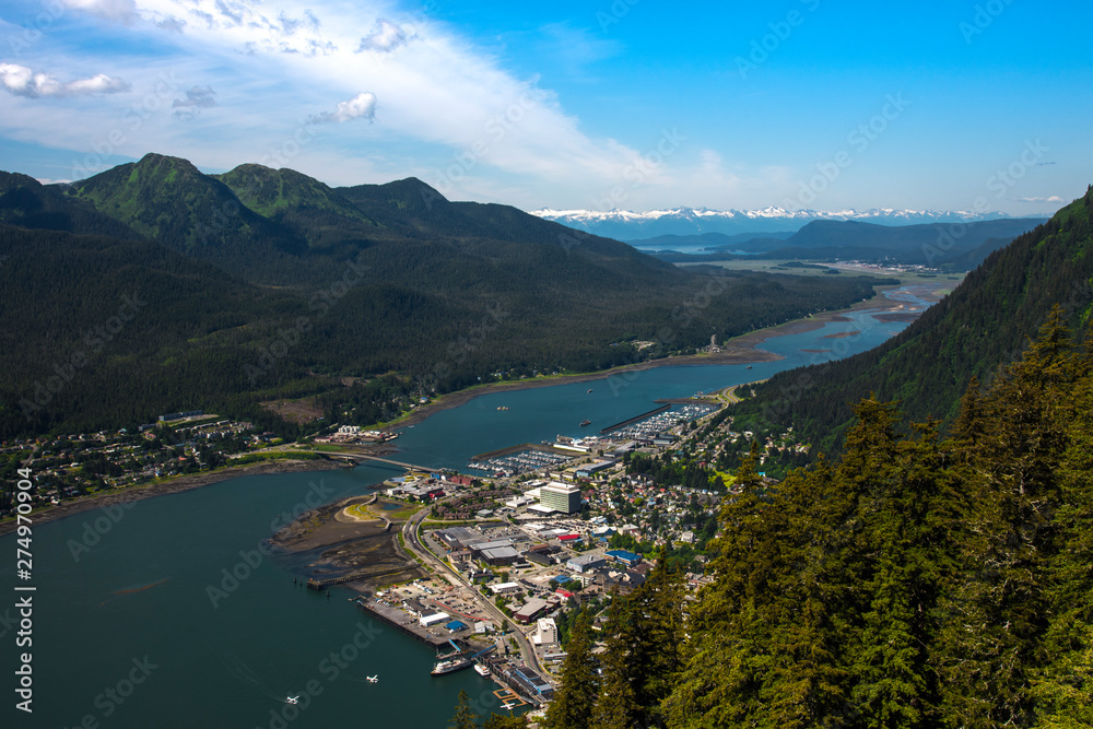 View of Juneau, Alaska town, Panoramic view,