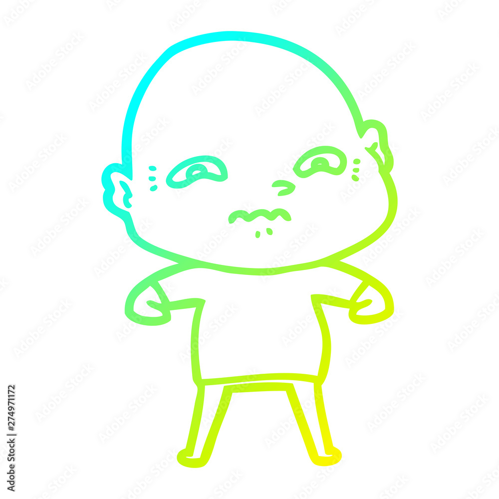 cold gradient line drawing cartoon nervous man cold gradient line drawing cartoon nervous man