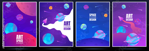 Set of universe space banner templates. Space trip. Vector illustration design.