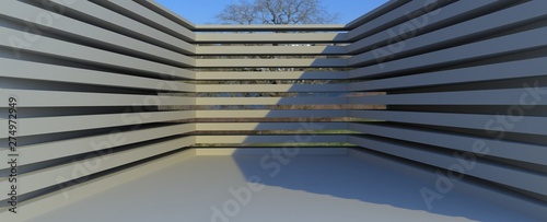 Φωτογραφία Render de thangar con iluminación para presentar un producto