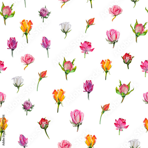 Wallpaper Mural Watercolor hand painted seamless pattern. Romantic floral background perfect for fabric textile, vintage paper or scrapbooking Torontodigital.ca