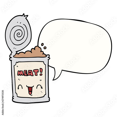 cartoon canned meat and speech bubble