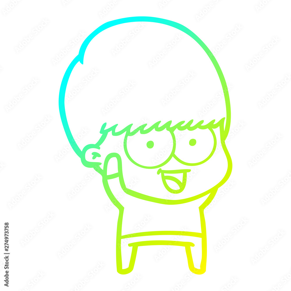 cold gradient line drawing happy cartoon boy waving cold gradient line drawing happy cartoon boy waving