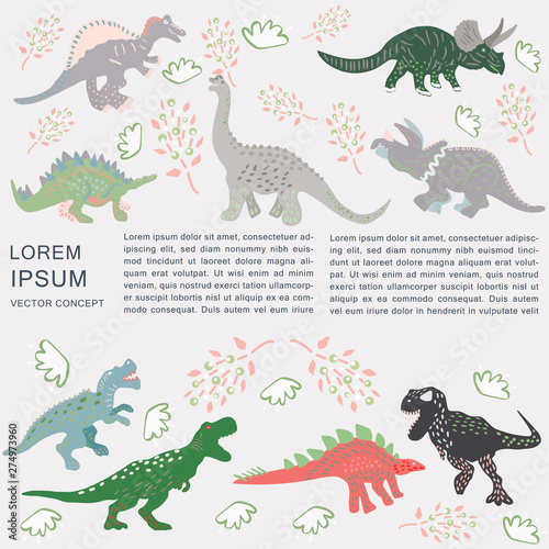 Borders with colourful dinosaurs and text