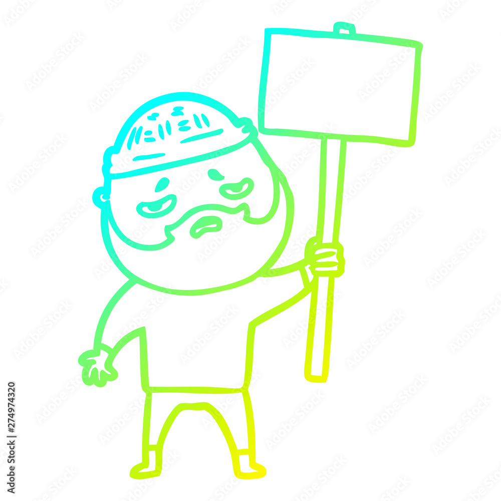 cold gradient line drawing cartoon worried man with beard cold gradient line drawing cartoon worried man with beard