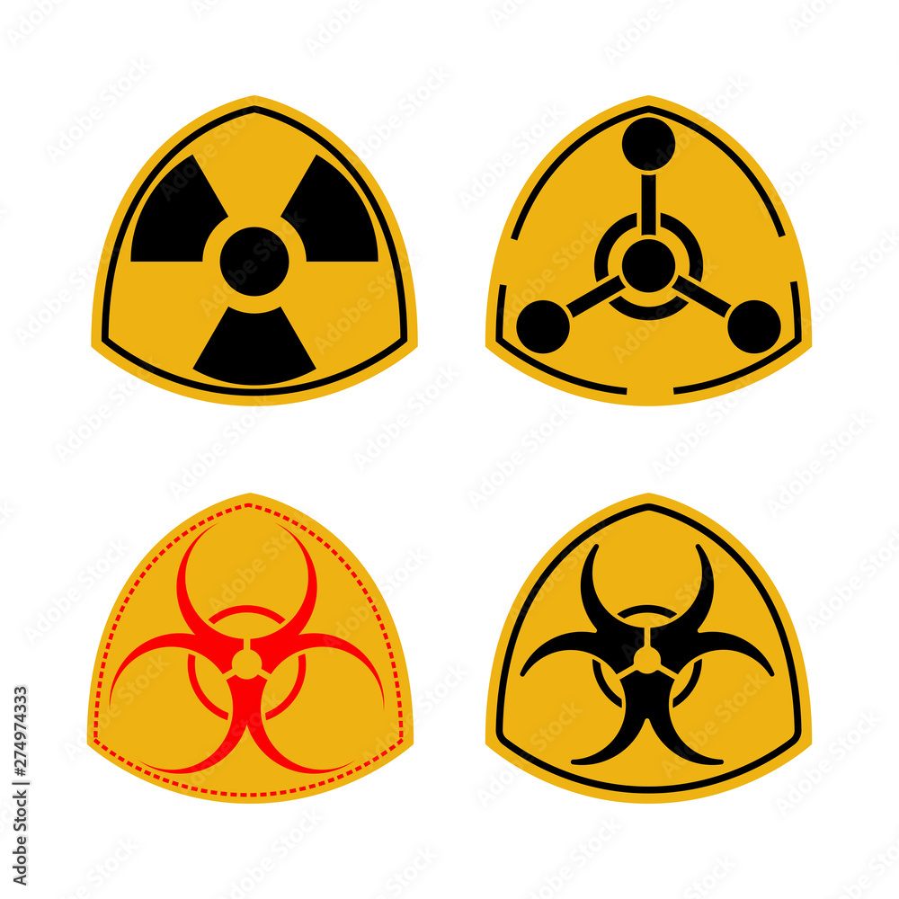 Biohazard icon, radiation caution, radiation hazard chernobyl. Vector ...