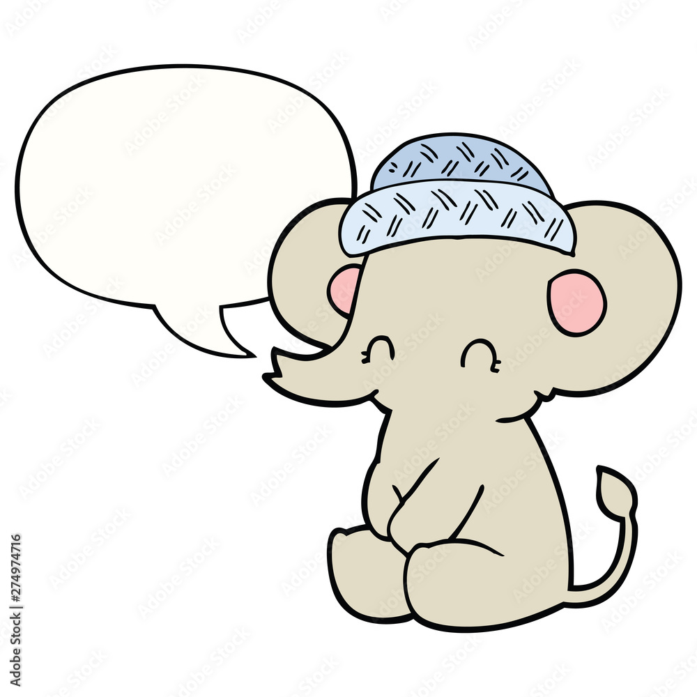 Fototapeta premium cartoon cute elephant and speech bubble