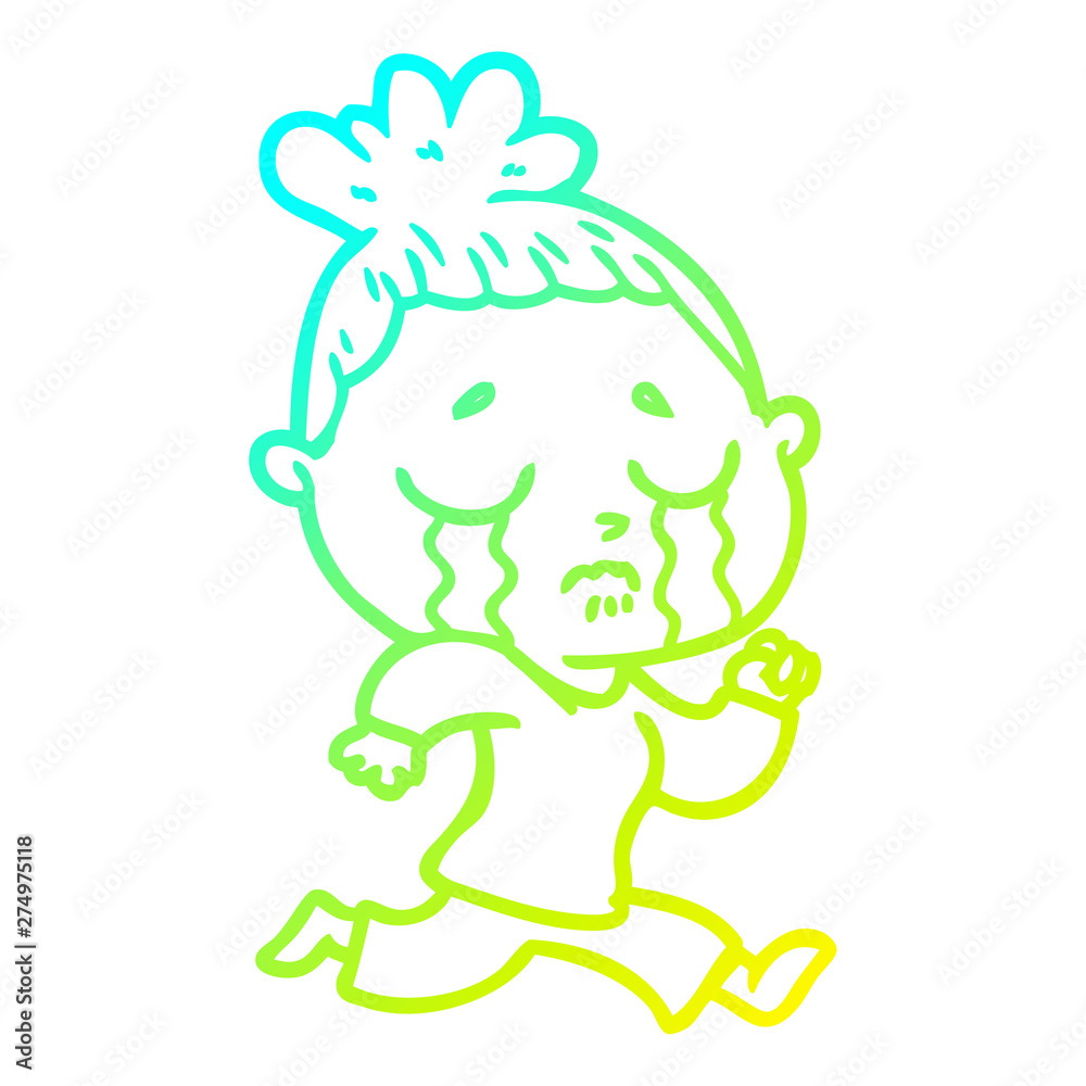 cold gradient line drawing cartoon crying woman cold gradient line drawing cartoon crying woman