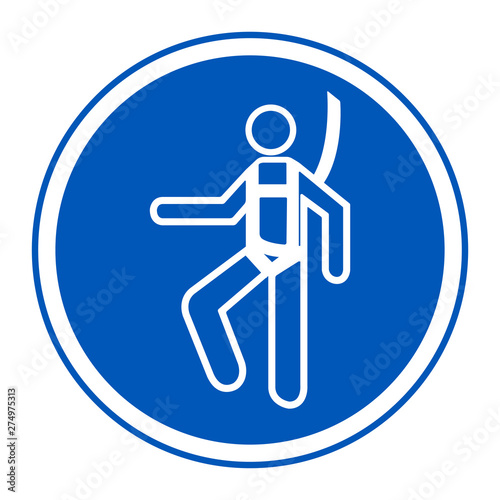 Symbol Wear Safety Harness Sign Isolate On White Background,Vector Illustration EPS.10