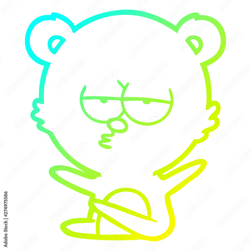 cold gradient line drawing bored bear cartoon cold gradient line drawing bored bear cartoon