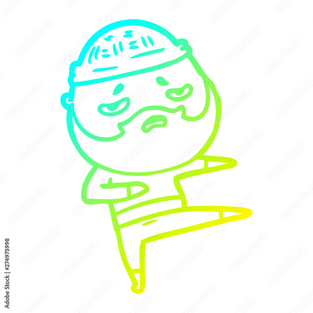 cold gradient line drawing cartoon worried man with beard cold gradient line drawing cartoon worried man with beard