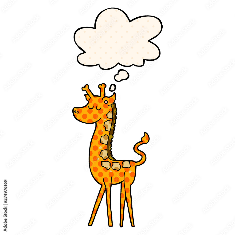 cartoon giraffe and thought bubble in comic book style cartoon giraffe and thought bubble in comic book style