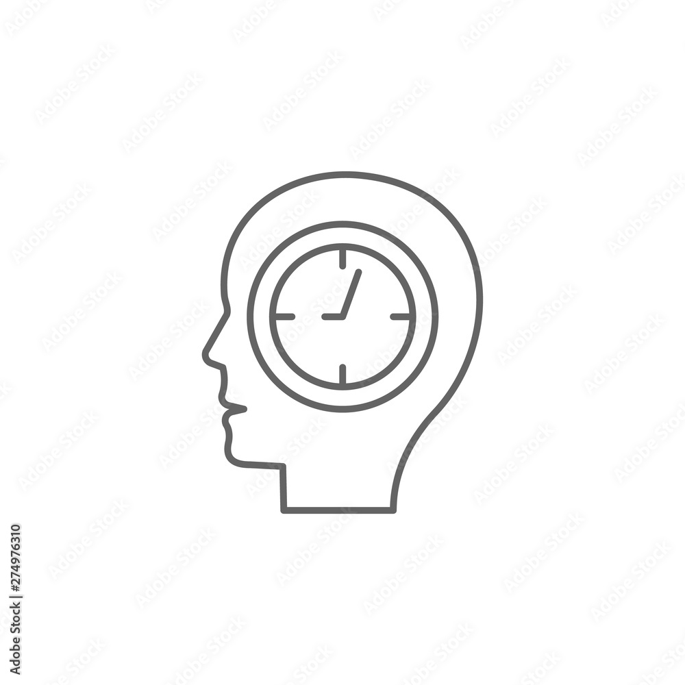 Brain, time management icon. Element of time management icon. Thin line icon for website design and development, app development Brain, time management icon. Element of time management icon. Thin line icon for website design and development, app development