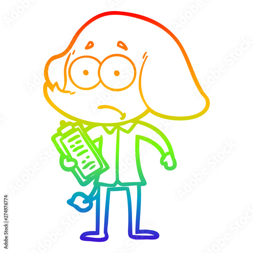 rainbow gradient line drawing cartoon unsure elephant
