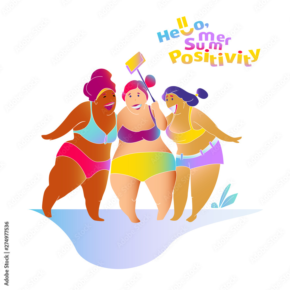 Funny Fat Girls get selfie on the beach Stock Vector | Adobe Stock Funny Fat Girls get selfie on the beach Stock Vector | Adobe Stock