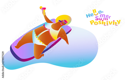 Funny Happy Fat Girl in the pool