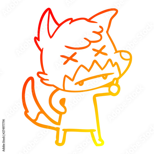 warm gradient line drawing cartoon dead fox