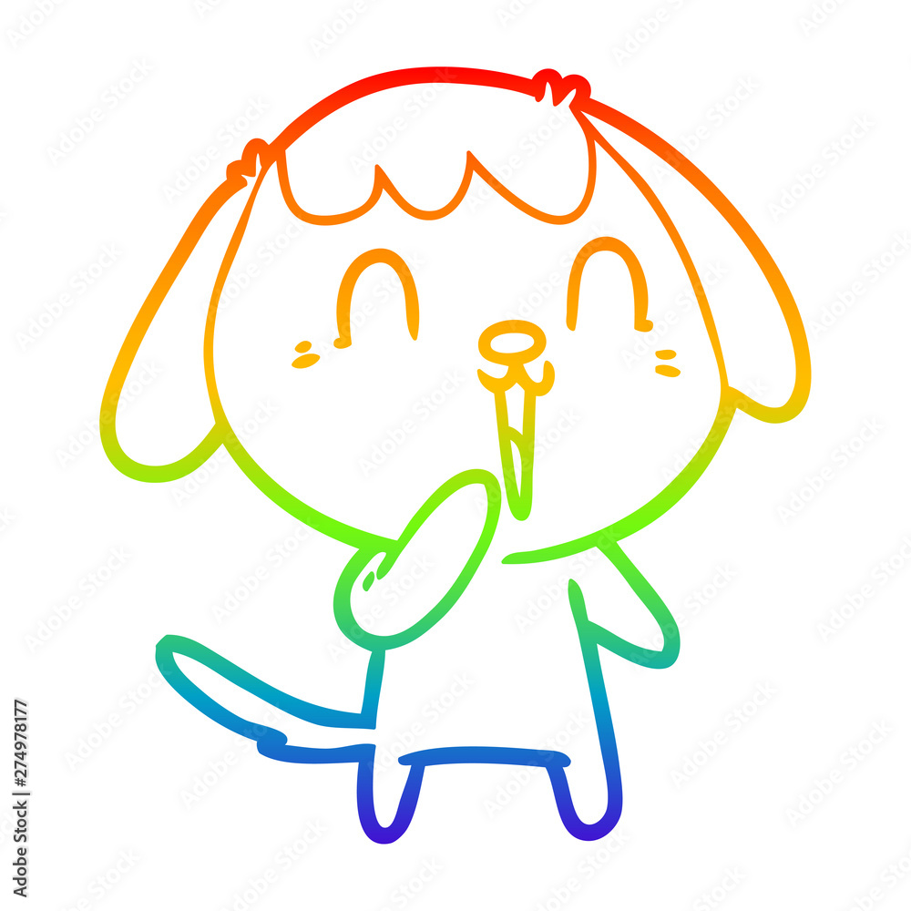 Obraz premium rainbow gradient line drawing cute cartoon dog