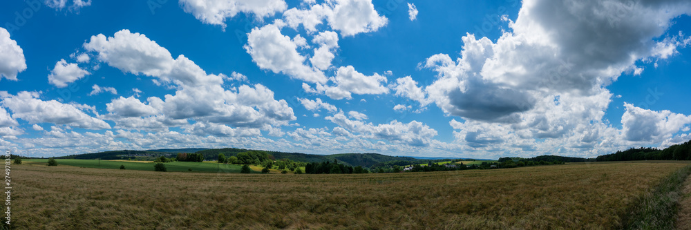 Kornfeld mit vielen Wolken Panorama