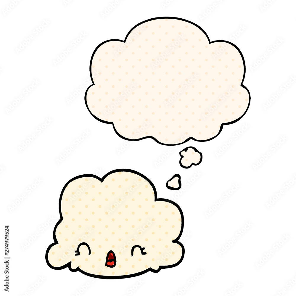 cartoon cloud and thought bubble in comic book style