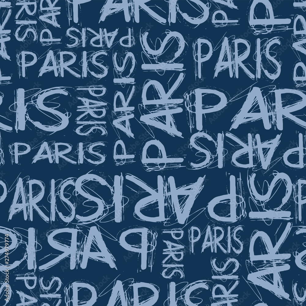 Trendy fashion seamless paris text design pattern 