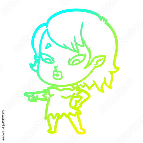 Wallpaper Mural cold gradient line drawing cute cartoon vampire girl Torontodigital.ca