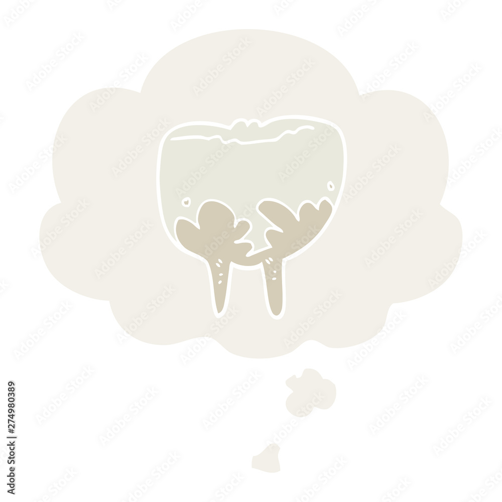cartoon tooth and thought bubble in retro style cartoon tooth and thought bubble in retro style