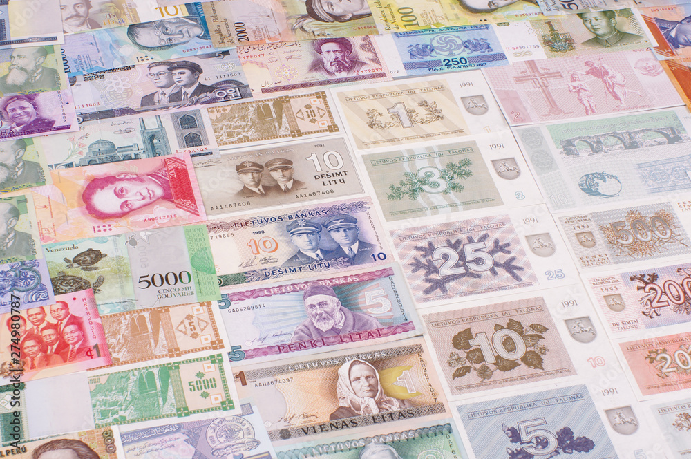 Banknote collection close up