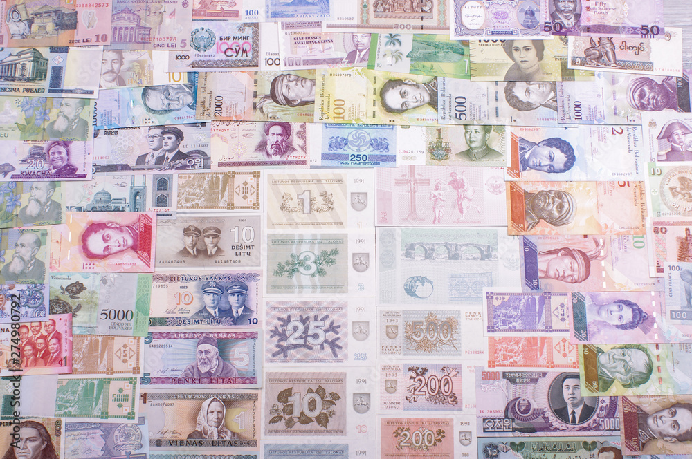 Banknote collection close up