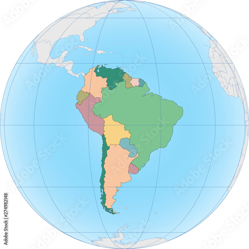 South America continent is divided by country