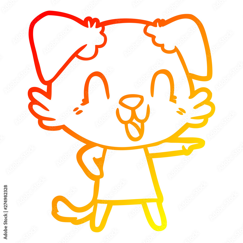 warm gradient line drawing laughing cartoon dog in dress warm gradient line drawing laughing cartoon dog in dress