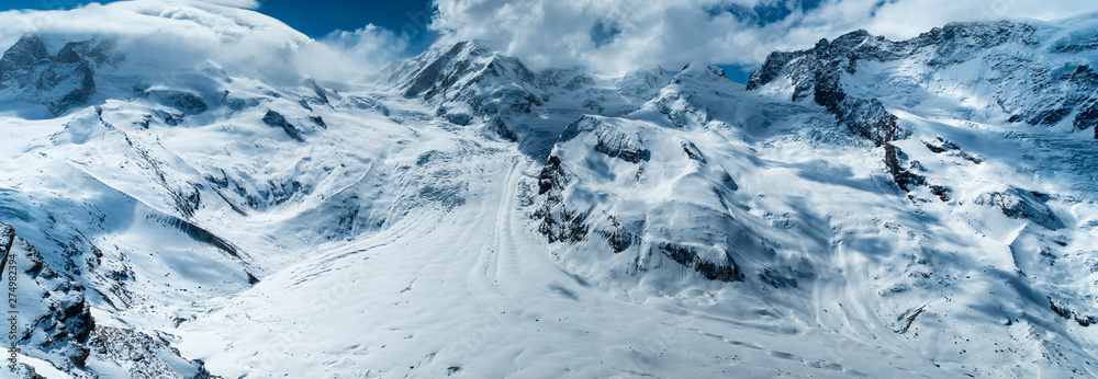 Snow covered Mountain Range Landscape in the Swiss Alps near Zermatt Switzerland No Person