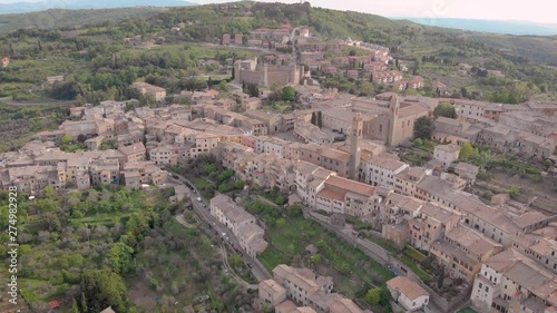 Wallpaper Mural amazing italian town Montalcino in mountains in summer day, aerial view, picturesque old living houses Torontodigital.ca