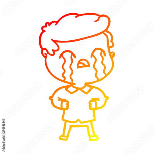 warm gradient line drawing cartoon man crying © lineartestpilot