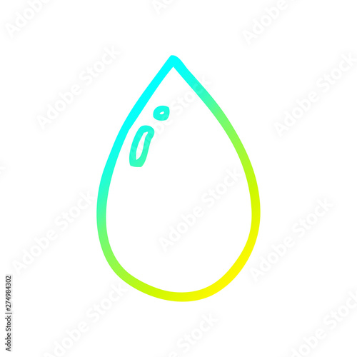 cold gradient line drawing cartoon water droplet