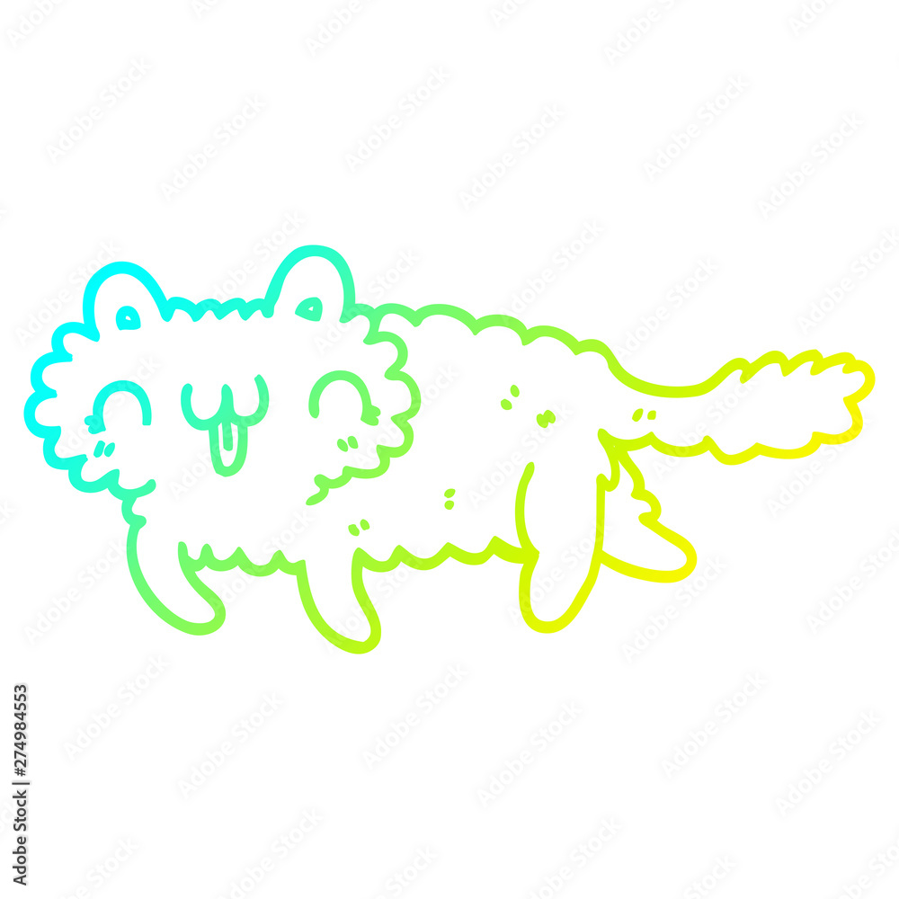 cold gradient line drawing cartoon cat