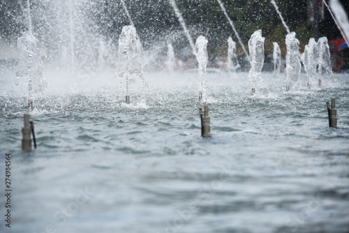 Fountain water splashes on Slavia square in Belgrade photo