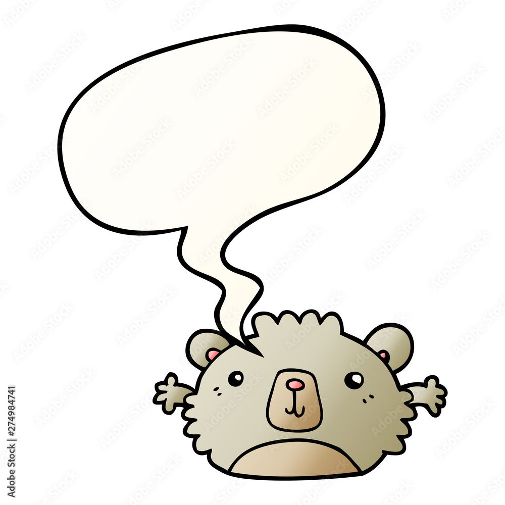 funny cartoon bear and speech bubble in smooth gradient style funny cartoon bear and speech bubble in smooth gradient style
