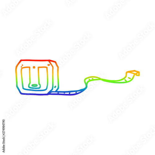 rainbow gradient line drawing cartoon tape measure